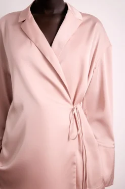 ZARA Camisas / Blusas|Lingerie^CAMISA DE PIJAMA CRUZADA ACETINADA Rosa