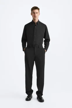 ZARA Vestuário De Inverno^CAMISA ELÁSTICA Preto