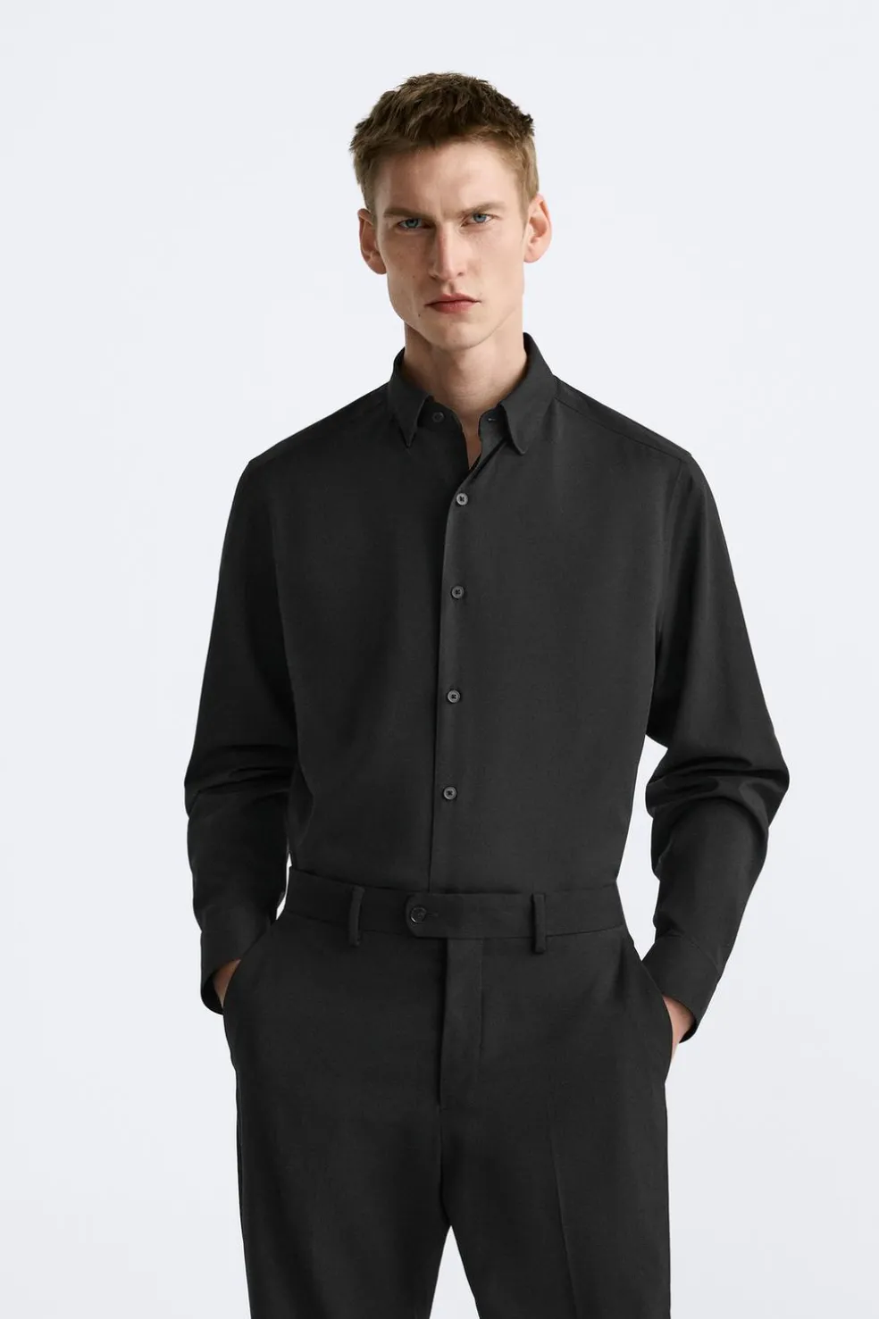 ZARA Vestuário De Inverno^CAMISA ELÁSTICA Preto