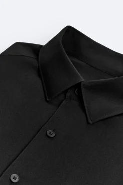 ZARA Vestuário De Inverno^CAMISA ELÁSTICA Preto