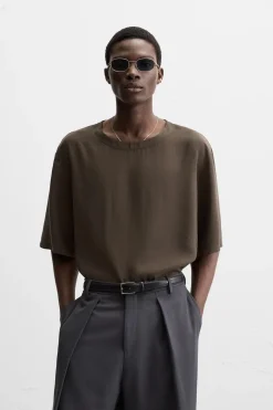ZARA T-Shirts^CAMISA FLUIDA Castanho