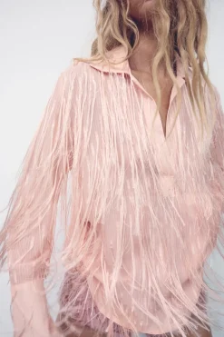 ZARA Camisas / Blusas|Lingerie^CAMISA FRANJAS Rosa