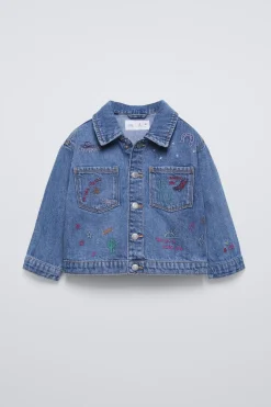 CAMISA LARGA DENIM BORDADOS-ZARA Cheap