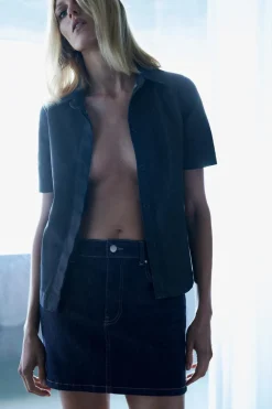 ZARA Blusões|Camisas / Blusas^CAMISA LARGA DENIM ZW COLLECTION Azul
