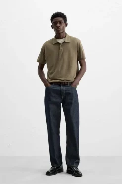 ZARA Polos^CAMISA POLO COM TEXTURA Tabaco