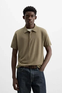 ZARA Polos^CAMISA POLO COM TEXTURA Tabaco