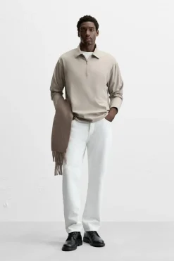 ZARA Polos^CAMISA POLO COM VISCOSE Vison-claro