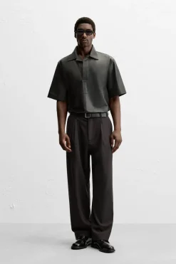 ZARA Blusões|Pele^CAMISA POLO DE PELE LIMITED EDITION Preto