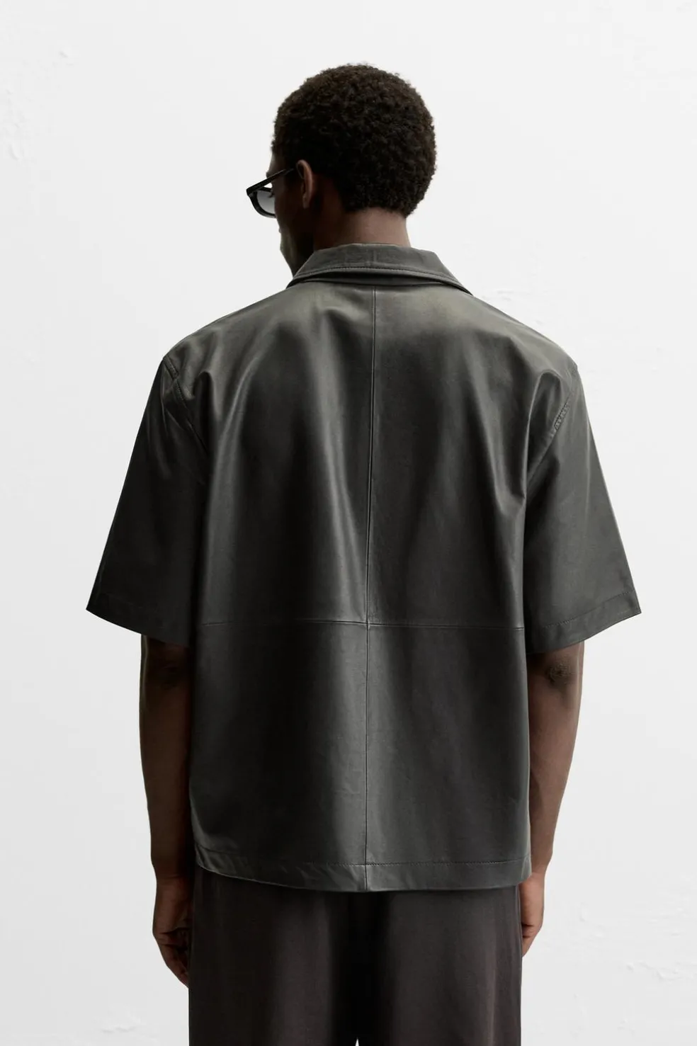 ZARA Blusões|Pele^CAMISA POLO DE PELE LIMITED EDITION Preto