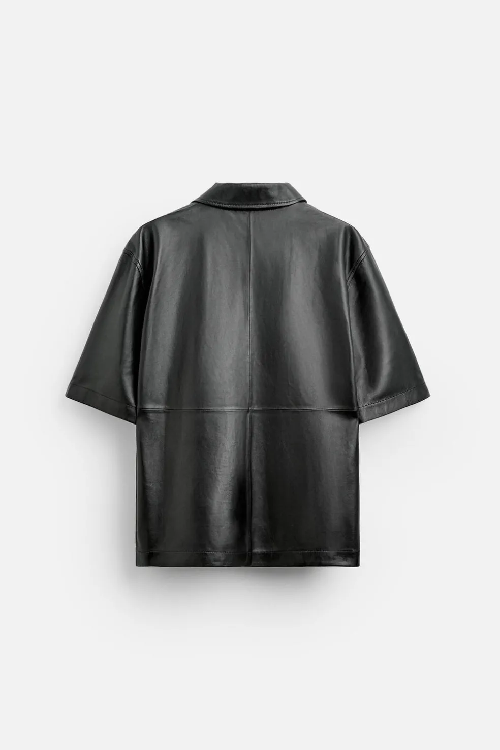 ZARA Blusões|Pele^CAMISA POLO DE PELE LIMITED EDITION Preto