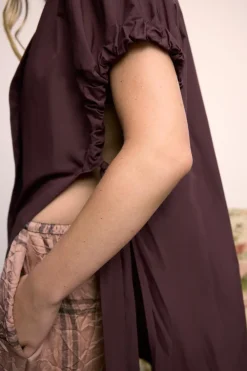 ZARA Camisas / Blusas|Lingerie^CAMISA POPELINA LAÇOS Borgonha
