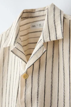 CAMISA ÀS RISCA TECIDA-ZARA Shop