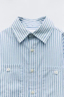 CAMISA ÀS RISCAS COM BOLSOS-ZARA Cheap
