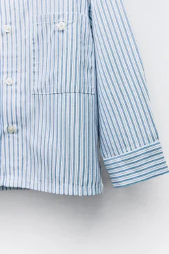 CAMISA ÀS RISCAS COM BOLSOS-ZARA Cheap