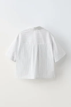 CAMISA ÀS RISCAS COM BORDADO-ZARA Flash Sale