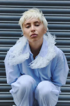 ZARA Camisas / Blusas|Lingerie^CAMISA ÀS RISCAS COM PLUMAS Azul / Branco