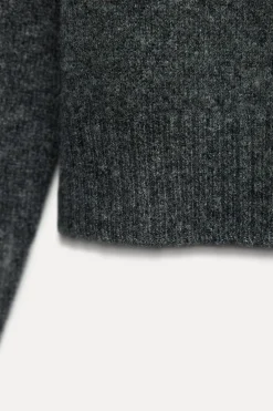 ZARA Cardigan / Camisolas|Malha^CAMISOLA BÁSICA 100% LÃ Cinzento-escuro