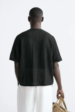ZARA Camisola / Casacos|T-Shirts^CAMISOLA ESTRUTURA MALHA ABERTA Preto
