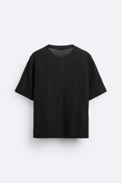 ZARA Camisola / Casacos|T-Shirts^CAMISOLA ESTRUTURA MALHA ABERTA Preto