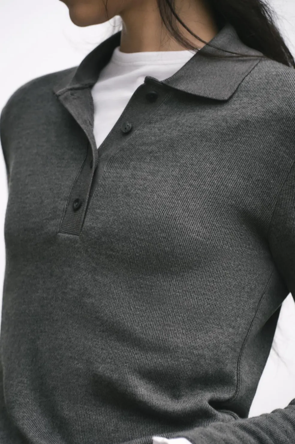 ZARA Winter Layersnew^CAMISOLA GOLA DE POLO SOFT Cinzento-vigoré
