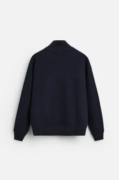 ZARA Camisola / Casacos|Sweatshirts^CARDIGAN DE LÃ COM FECHO DE CORRER Azul-marinho-escuro