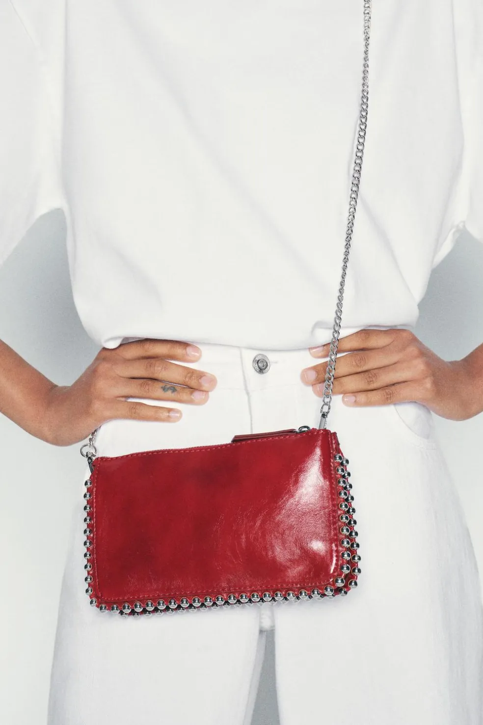 ZARA Malas^CARTEIRA MALA A TIRACOLO COM TACHAS Vermelho