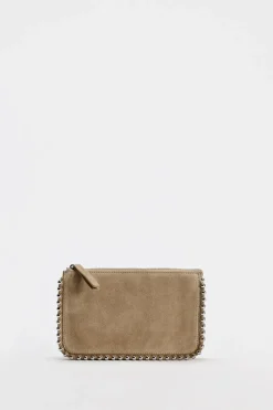 ZARA Malas^CARTEIRA MALA A TIRACOLO EM CROUTE COM TACHAS Torrado-escuro