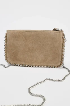 ZARA Malas^CARTEIRA MALA A TIRACOLO EM CROUTE COM TACHAS Torrado-escuro