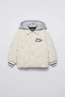 CASACO ACOLCHOADO CAPUZ COMBINADO-ZARA Cheap