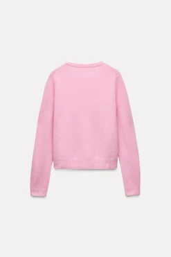 ZARA Cardigan / Camisolas|Malha^CASACO BÁSICO 100% LÃ Rosa