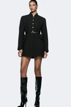 ZARA Sobretudos / Anoraques^CASACO COM CINTO DE LÃ Preto