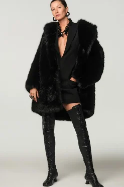 ZARA Sobretudos / Anoraques^CASACO COM EFEITO DE PELO SINTÉTICO X STEFANO PILATI Preto