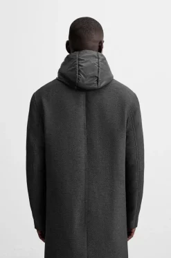 ZARA Vestuário De Inverno|Sobretudos / Gabardinas^CASACO COM GOLA E CAPUZ AMOVÍVEL Cinzento