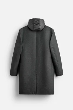 ZARA Vestuário De Inverno|Sobretudos / Gabardinas^CASACO COM GOLA E CAPUZ AMOVÍVEL Cinzento