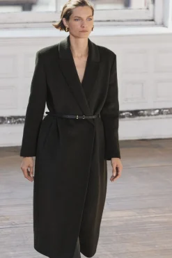 ZARA Sobretudos / Anoraques^CASACO COM LÃ E CINTO ZW COLLECTION Caqui