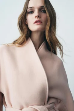 ZARA Sobretudos / Anoraques^CASACO COM MISTURA DE LÃ MANTECO ZW COLLECTION Rosa-pastel