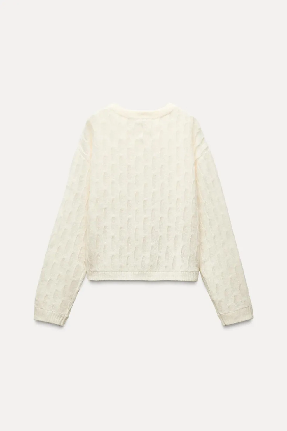 ZARA Cardigan / Camisolas|Malha^CASACO COM ONDAS E LÃ Cru