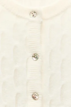 ZARA Cardigan / Camisolas|Malha^CASACO COM ONDAS E LÃ Cru