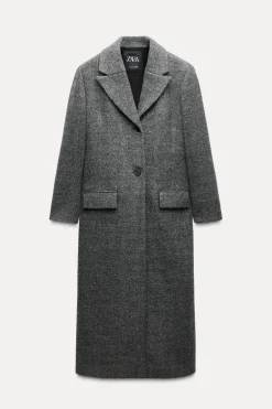 ZARA Sobretudos / Anoraques^CASACO COMBINADO DE LÃ ZW COLLECTION Cinzento-médio