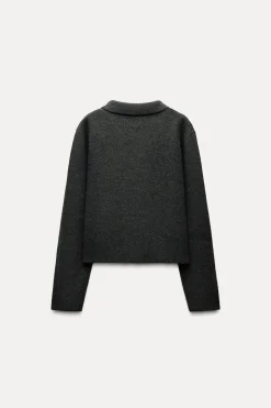 ZARA Cardigan / Camisolas|Malha^CASACO CRUZADO DE MALHA Cinzento