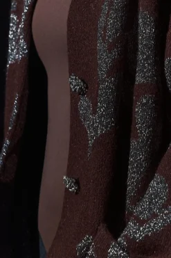 ZARA Sobretudos / Anoraques|Cardigan / Camisolas^CASACO DE MALHA COM FIO METALIZADO Vinho