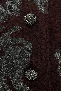 ZARA Sobretudos / Anoraques|Cardigan / Camisolas^CASACO DE MALHA COM FIO METALIZADO Vinho