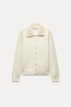 ZARA Cardigan / Camisolas|Malha^CASACO DE MALHA COM MISSANGAS E LÃ Cru