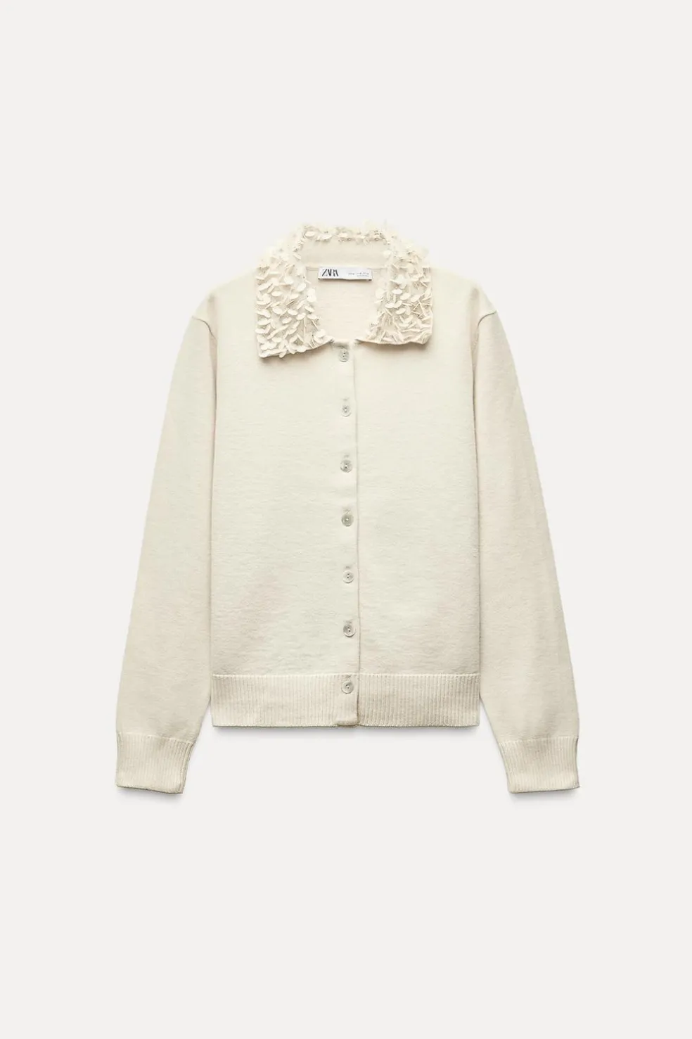 ZARA Cardigan / Camisolas|Malha^CASACO DE MALHA COM MISSANGAS E LÃ Cru