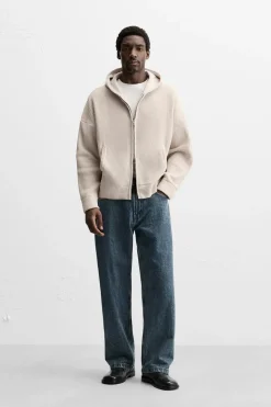 ZARA Camisola / Casacos|Sweatshirts^CASACO DE MALHA COM TEXTURA ESTRUTURADA Bege-claro