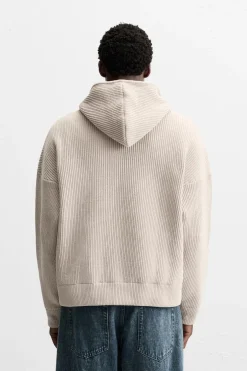 ZARA Camisola / Casacos|Sweatshirts^CASACO DE MALHA COM TEXTURA ESTRUTURADA Bege-claro