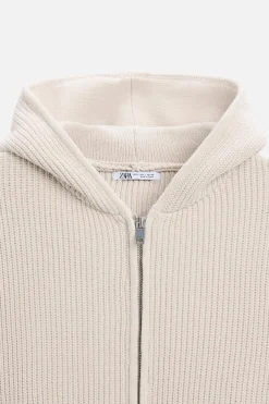 ZARA Camisola / Casacos|Sweatshirts^CASACO DE MALHA COM TEXTURA ESTRUTURADA Bege-claro