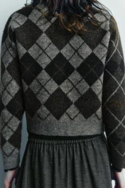 ZARA Cardigan / Camisolas|Malha^CASACO MALHA LOSANGOS Castanho