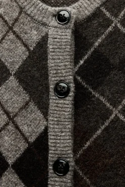ZARA Cardigan / Camisolas|Malha^CASACO MALHA LOSANGOS Castanho