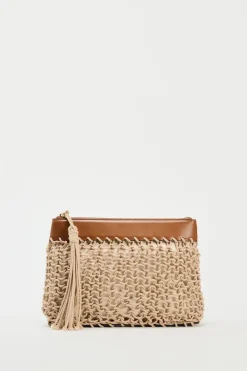 ZARA Malas^CLUTCH ENTRANÇADA CORDAS Torrado-escuro